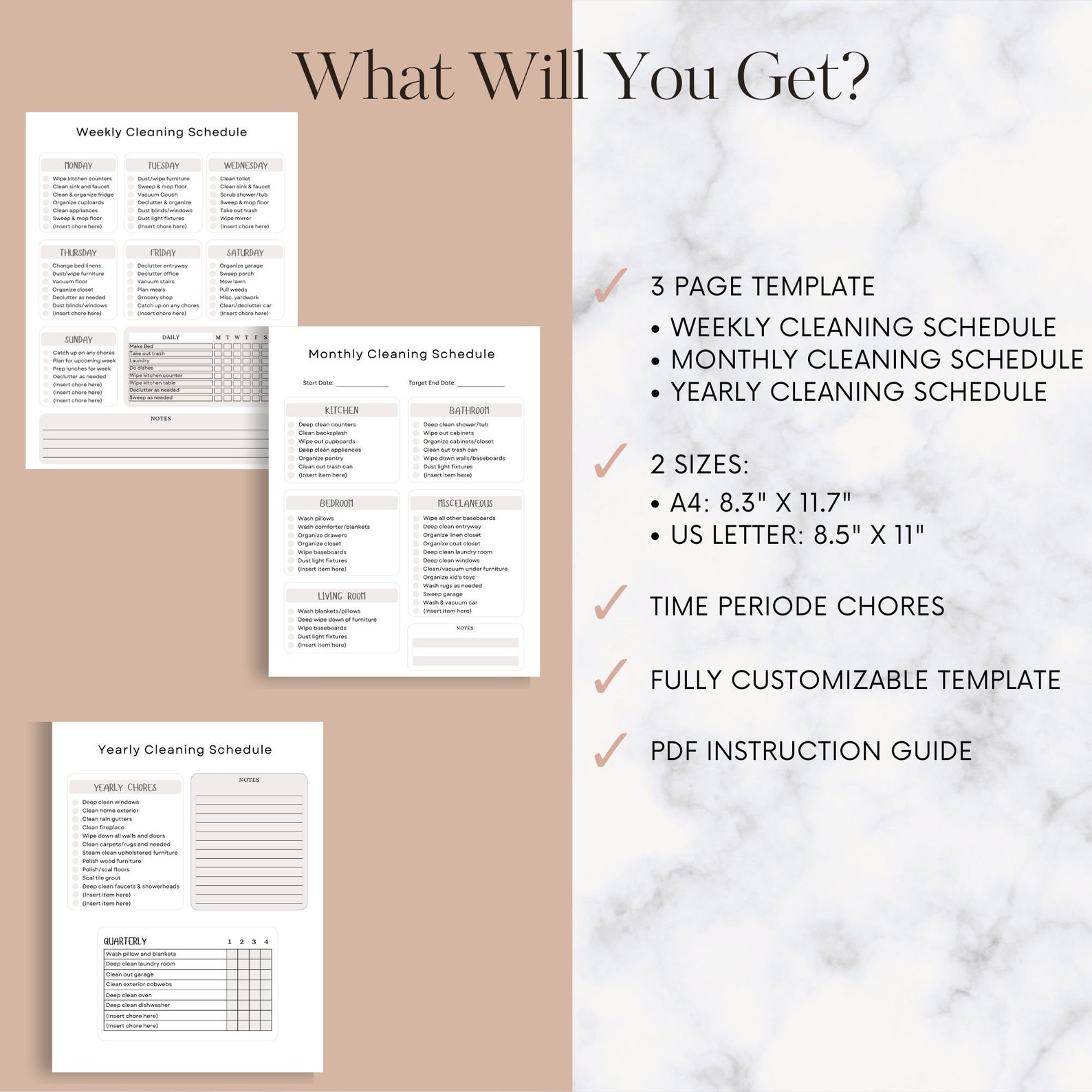 Editable Cleaning Schedule Bundle | Cleaning Schedule Checklist | DIY ...