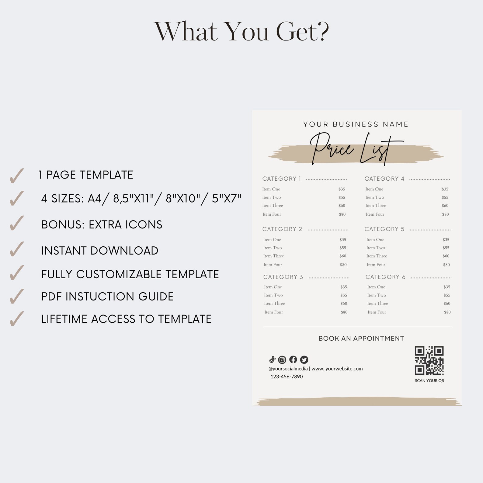Price List Sign | Printable Sign Template | Editable Price List Sign ...