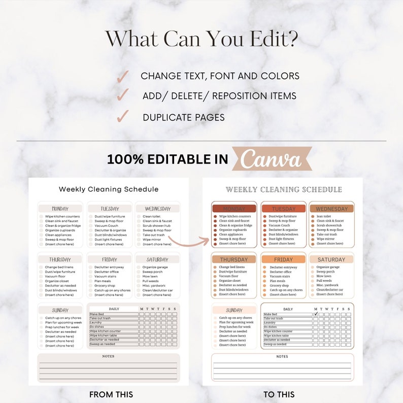 Editable Cleaning Schedule Bundle | Cleaning Schedule Checklist | DIY ...