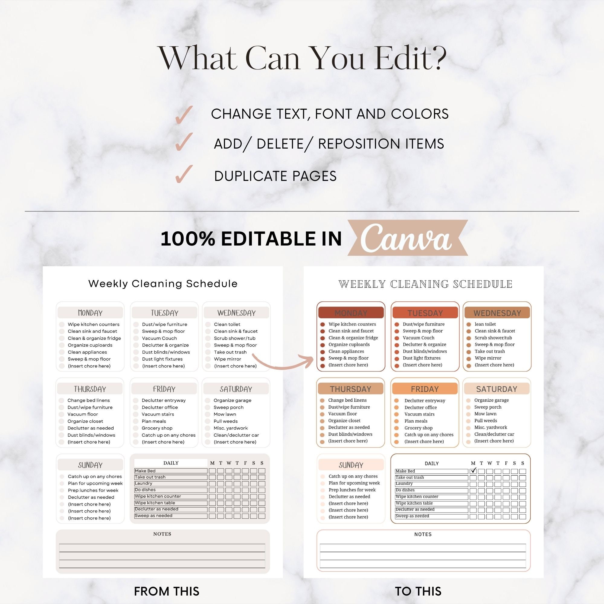 Editable Cleaning Schedule Bundle | Cleaning Schedule Checklist | DIY ...
