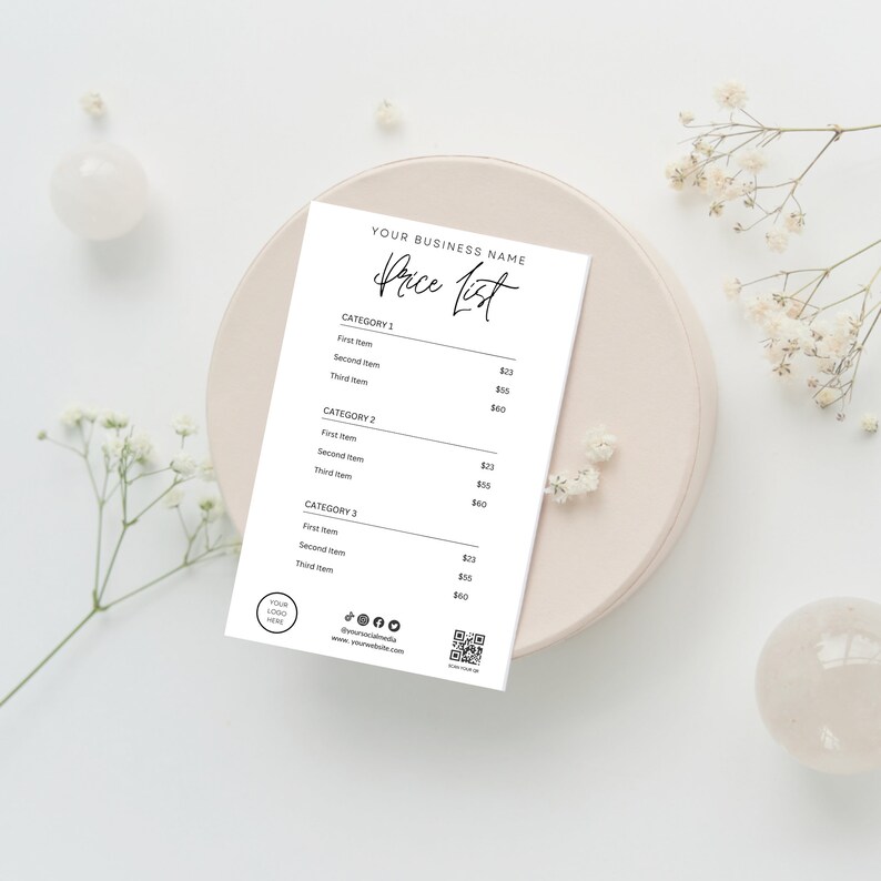 Price List Sign | Printable Sign | Editable Price List Sign Template ...