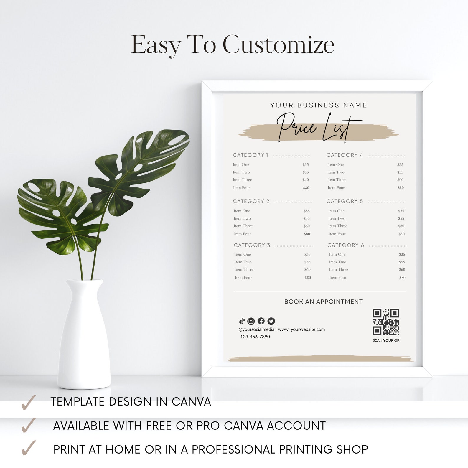 Price List Sign | Printable Sign Template | Editable Price List Sign ...