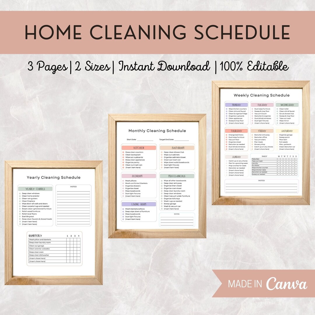 Editable Cleaning Planner Bundle| Adult Chore Chart | Family Household ...