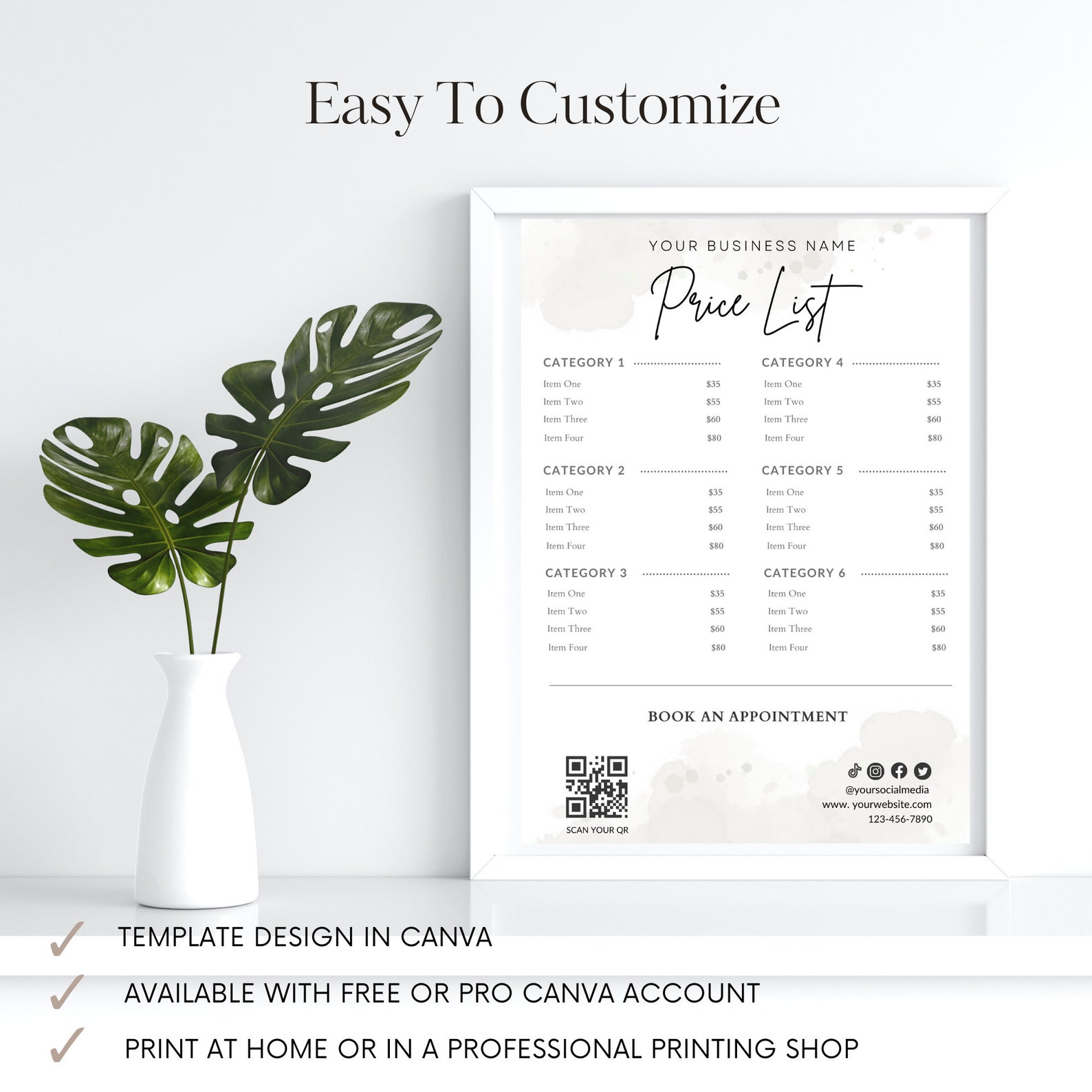 Price List Sign | Printable Pricing Guide | Editable Price List Sign ...