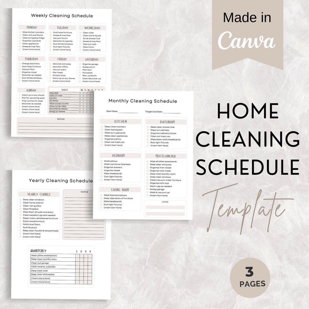 Editable Cleaning Schedule Bundle | Cleaning Schedule Checklist | DIY ...