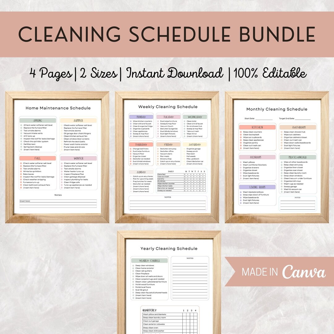 Editable Cleaning Planner Bundle| Adult Chore Chart | Family Household ...