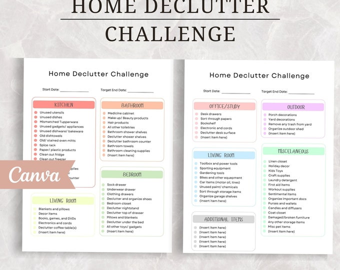 Declutter Checklist Template Editable Cleaning Schedule Declutter ...