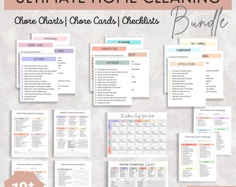 Cleaning Checklist Bundle | ADHD Cleaning bundle | Editable Household Cleaning Schedule | Chores For Adults | Family Cleaning Planner