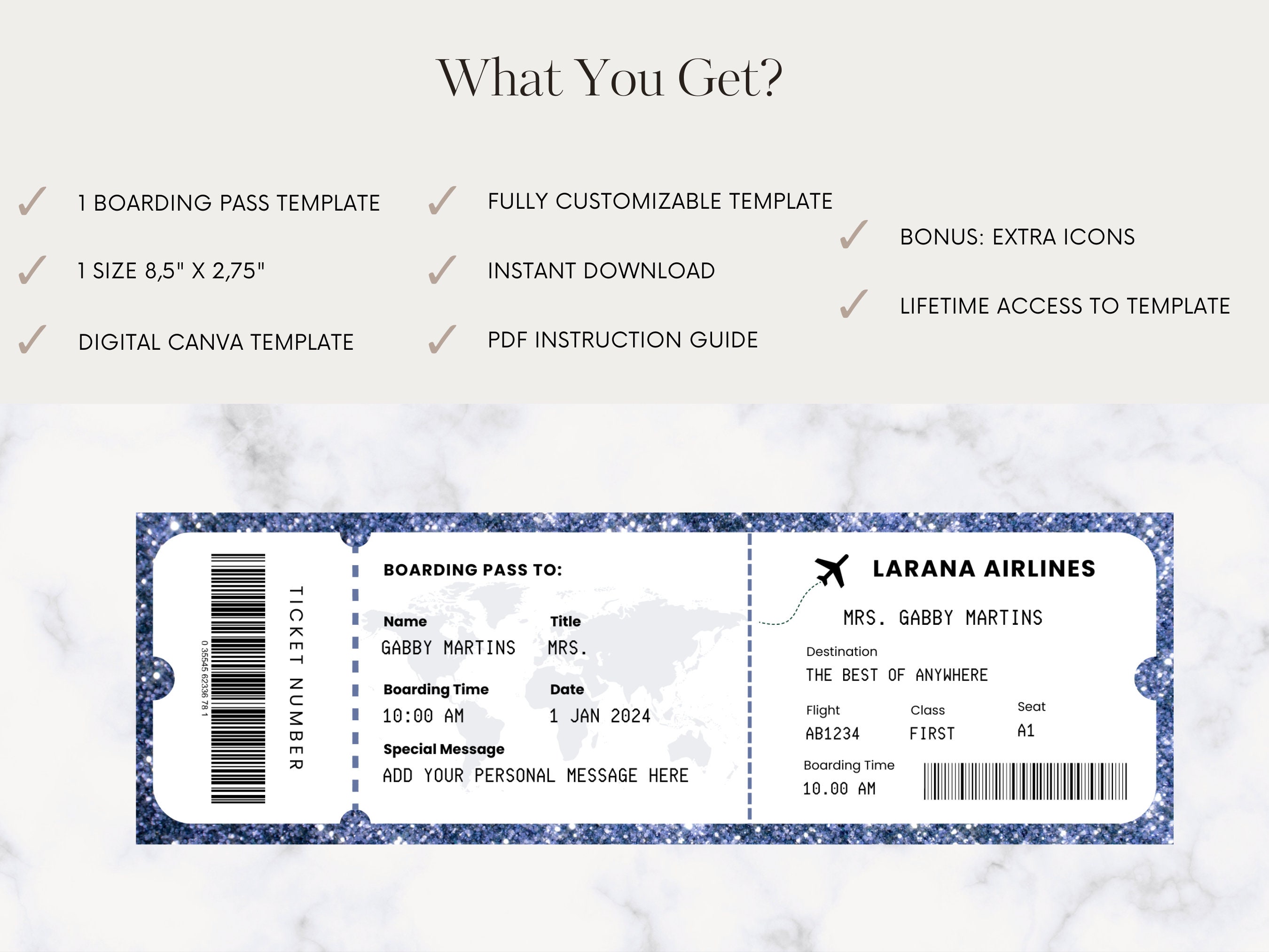 Editable Boarding Pass Template Surprise Boarding Pass Printable ...