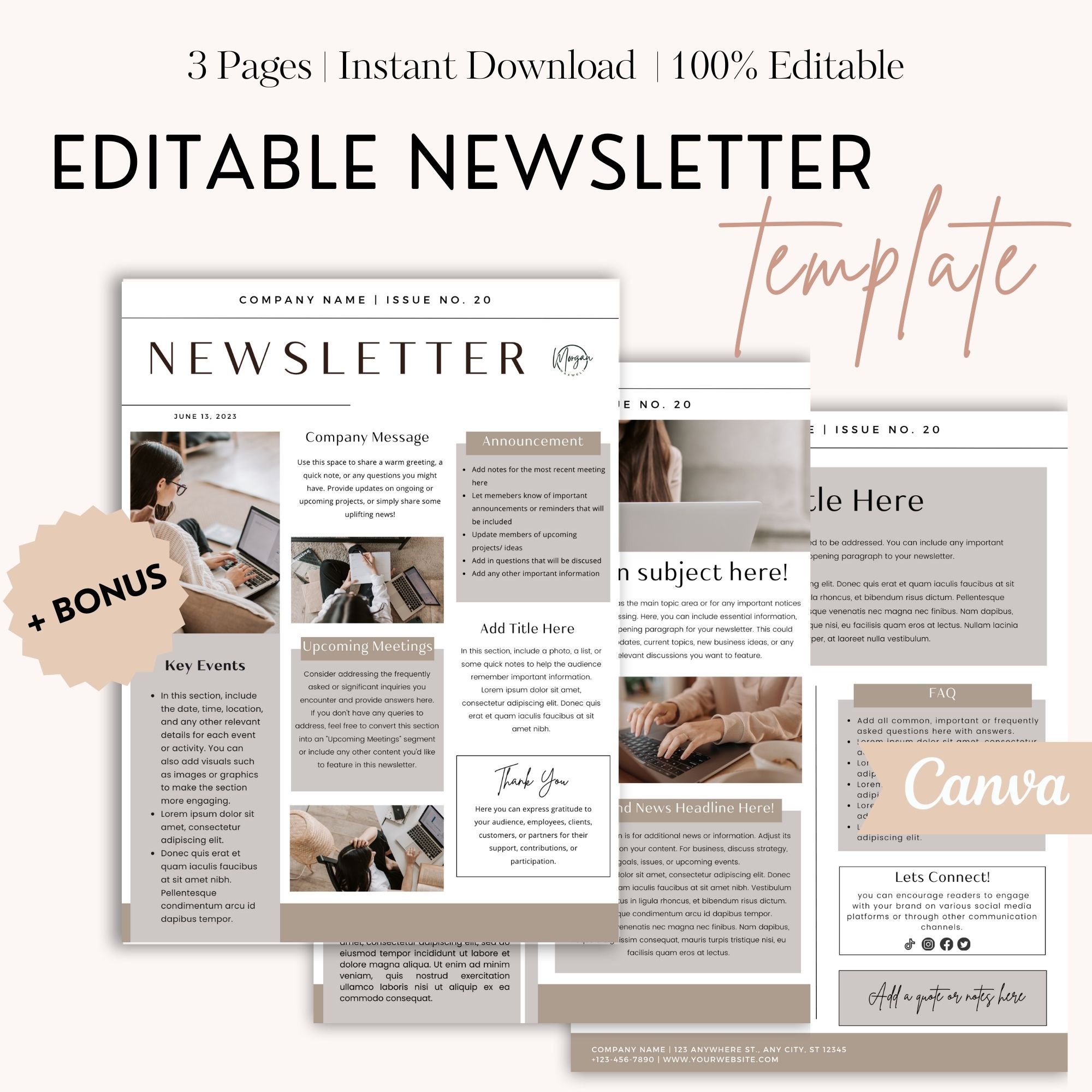 Sample Newsletter Format Editable Newsletter Template, Email Newsletter Template | Newsletter ...