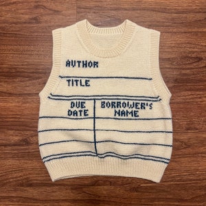 Bibliotheksausweis Pullover Weste | Strickanleitung - Größen XS-5XL