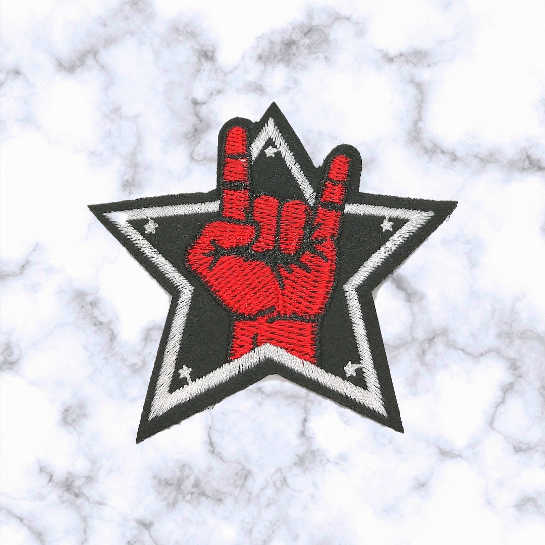 Iron on Patch / Rock on Star Patch Sew on Embroidered Patchrock on