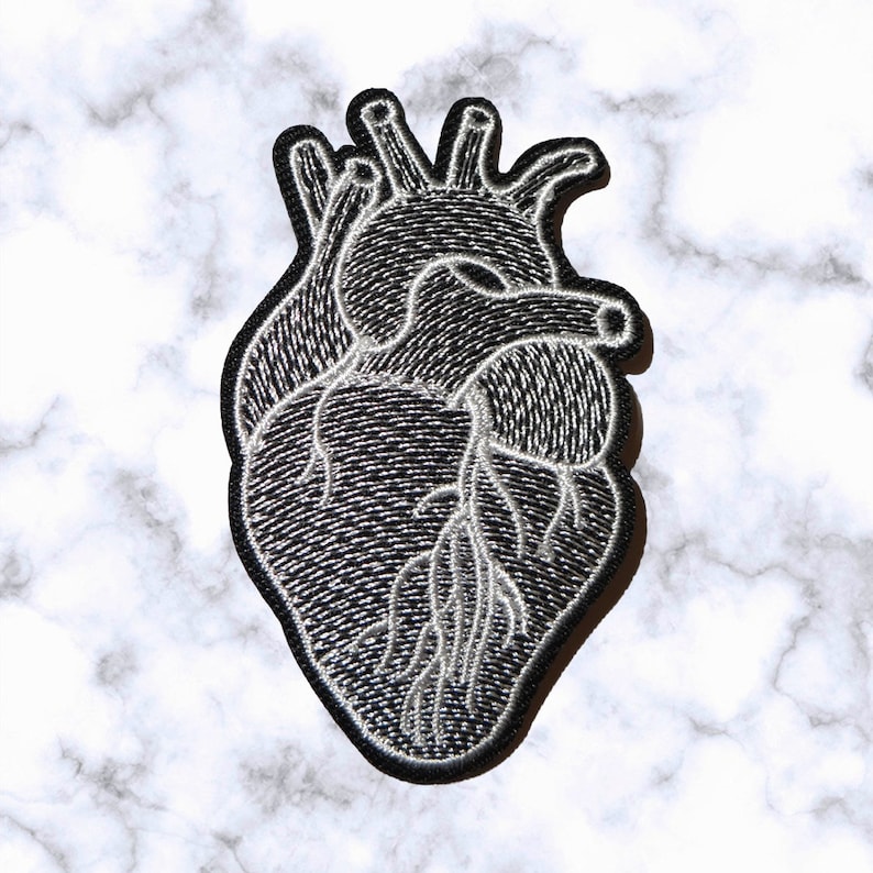 Iron on Patch Sew on embroidered patches Heart Patch Embroidery Artwork Love Human Organ Halloween Applique Badge for Clothing Jacket