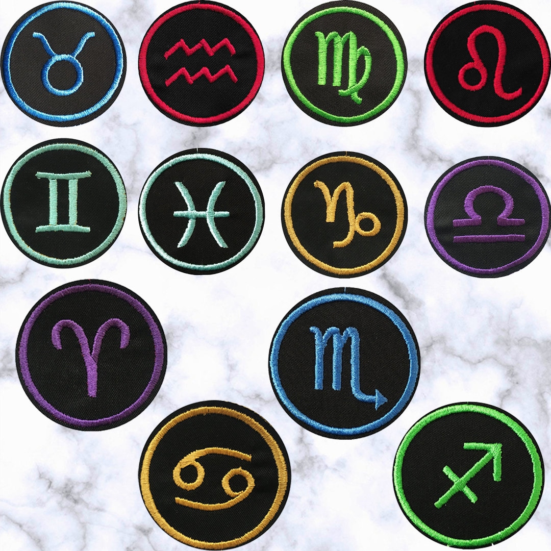 Zodiac Signs Astrology Iron on Patch/sewon Embroidered Patches Applique Diyzodiac Patches for