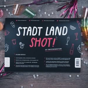 Spieleblock - STADT LAND SHOT - Spiel - Trinkspiel - Geschenk - Mitbringsel - Stadt Land Fluss