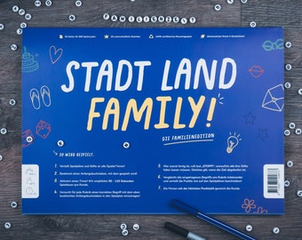 Spieleblock - STADT LAND FAMILY - Spiel für Familien - Lernspiel - Mitbringsel - Ostergeschenk - Stadt Land Fluss Spiel