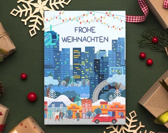 Karte mit Umschlag - "FROHE WEIHNACHTEN" - Weihnachtskarte - Nikolauskarte - nachhaltig - Pihu