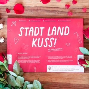 Spieleblock - STADT LAND KUSS - Spiel für Paare - Geschenk - Valentinstag - Stadt Land Fluss