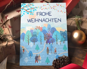 Karte mit Umschlag - "FROHE WEIHNACHTEN 2" - Weihnachtskarte - Nikolauskarte - nachhaltig - Pihu