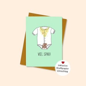Karte - "VIEL SPASS!" - Geschenk zur Geburt und Schwangerschaft - Grußkarte - lustige Postkarte - mit Umschlag - 100% nachhaltig