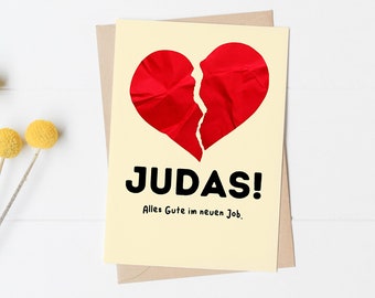 Karte mit Umschlag - "JUDAS" - Abschiedsgeschenk für Arbeitskollegen - Grußkarte - Postkarte - 100% nachhaltig - Pihu