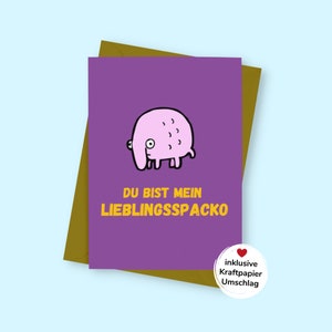 Karte - "LIEBLINGSSPACKO" - Geschenk für Freundin Freund Partner Kollegin - Grußkarte - lustige Postkarte - mit Umschlag - 100% nachhaltig