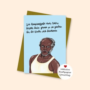 Karte - "HAUPTAUFGABE" - Geschenk für Vater Papa Vatertag Großvater Opa - Grußkarte - lustige Postkarte - mit Umschlag - 100% nachhaltig