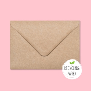Kraftpapier Umschläge C6 - Briefumschlag - Recycling Papier - Kuvert ohne Fenster - Nachaltig für Postkarten, Grußkarten, Klappkarten - Pihu
