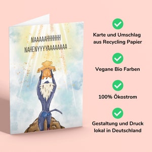 Karte NA NAHENYA Geschenk zur Geburt und Schwangerschaft Grußkarte Postkarte mit Umschlag 100% nachhaltig Klappkarte Pihu Bild 4