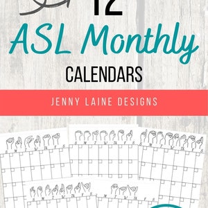 ASL Calendar | Fingerspelled Monthly Calendar | Instant Download |  Printable American Sign Language | Reusable PDF | ASL Teacher Classroom