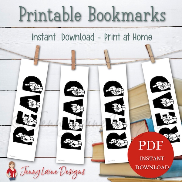 ASL Bookmark | Sign Language Bookmark | ASL Gifts | Sign Language | Read | Bookmark Printable | PDF Bookmark | Print from Home