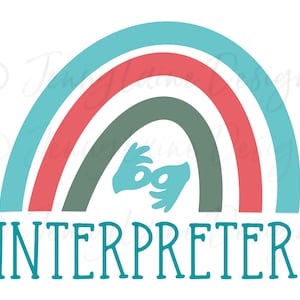 ASL Interpreter Sticker | Interpreter PNG | Interpreter SVG | Instant Download | Digital Sign Language | Sign Language Clip Art | Rainbow