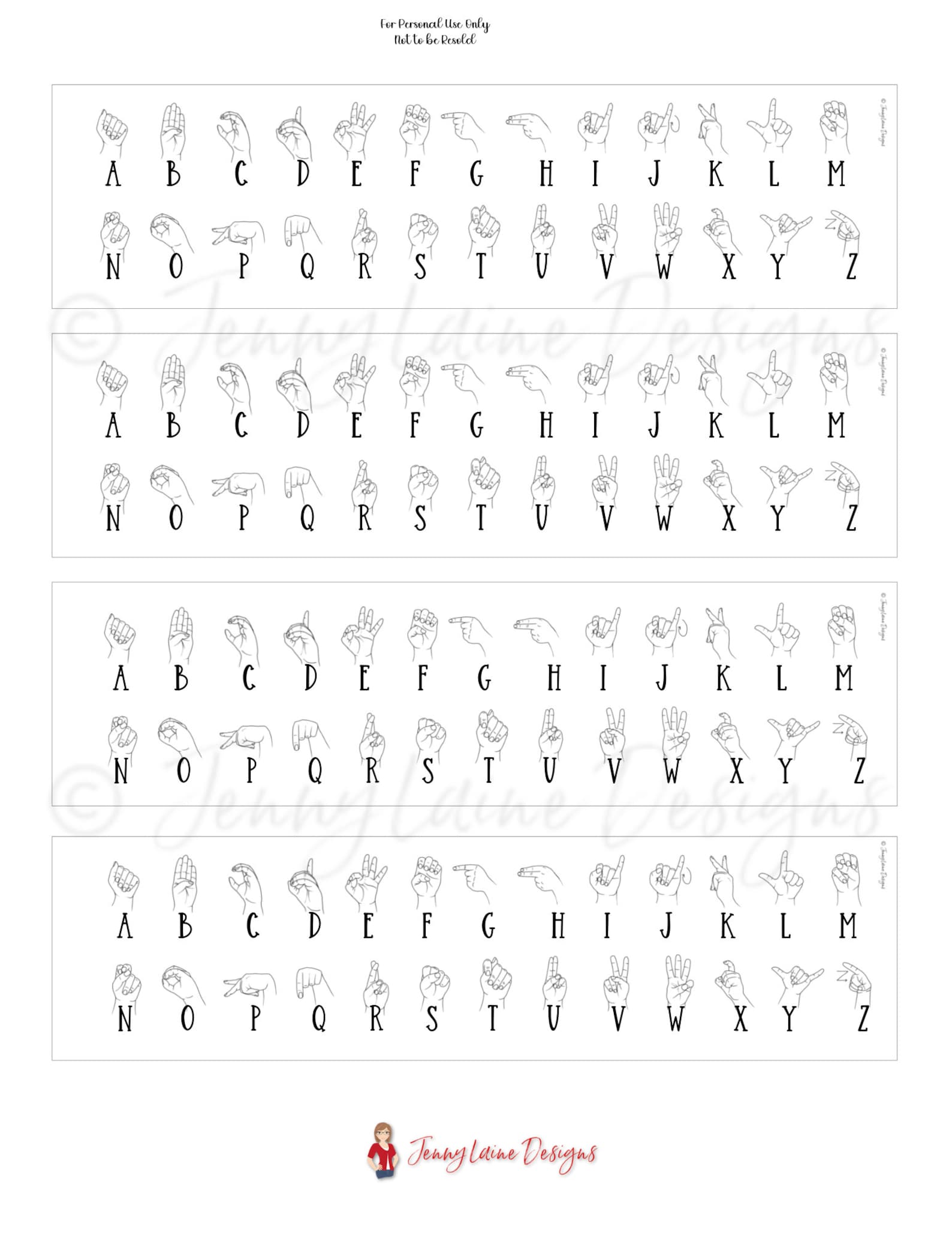 Alphabet ASL Bookmark Sign Language Bookmark ASL Gifts Etsy