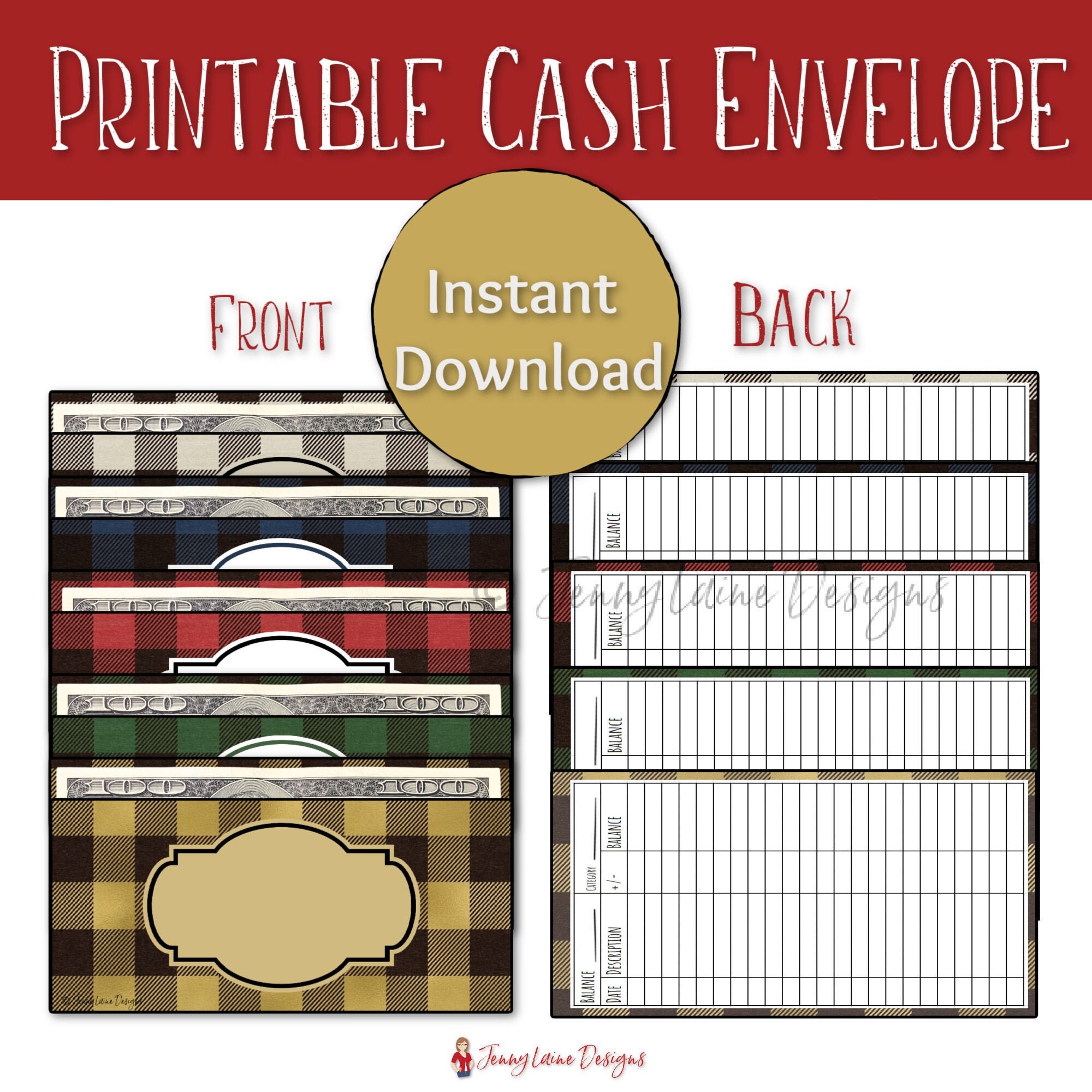 bundle printable cash envelope template instant download etsy