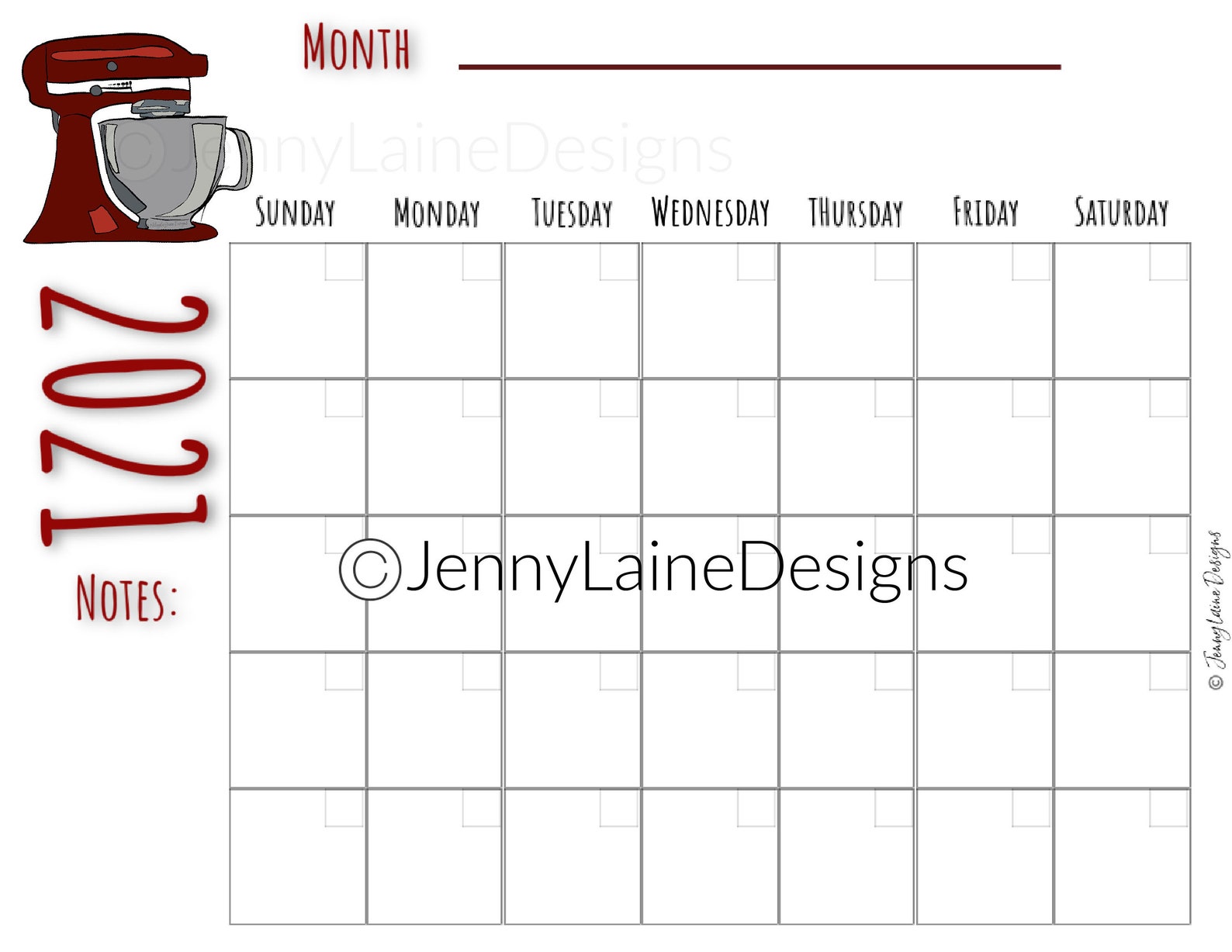 Baker Calendar Fall Autumn Good Notes Instant PDF Etsy