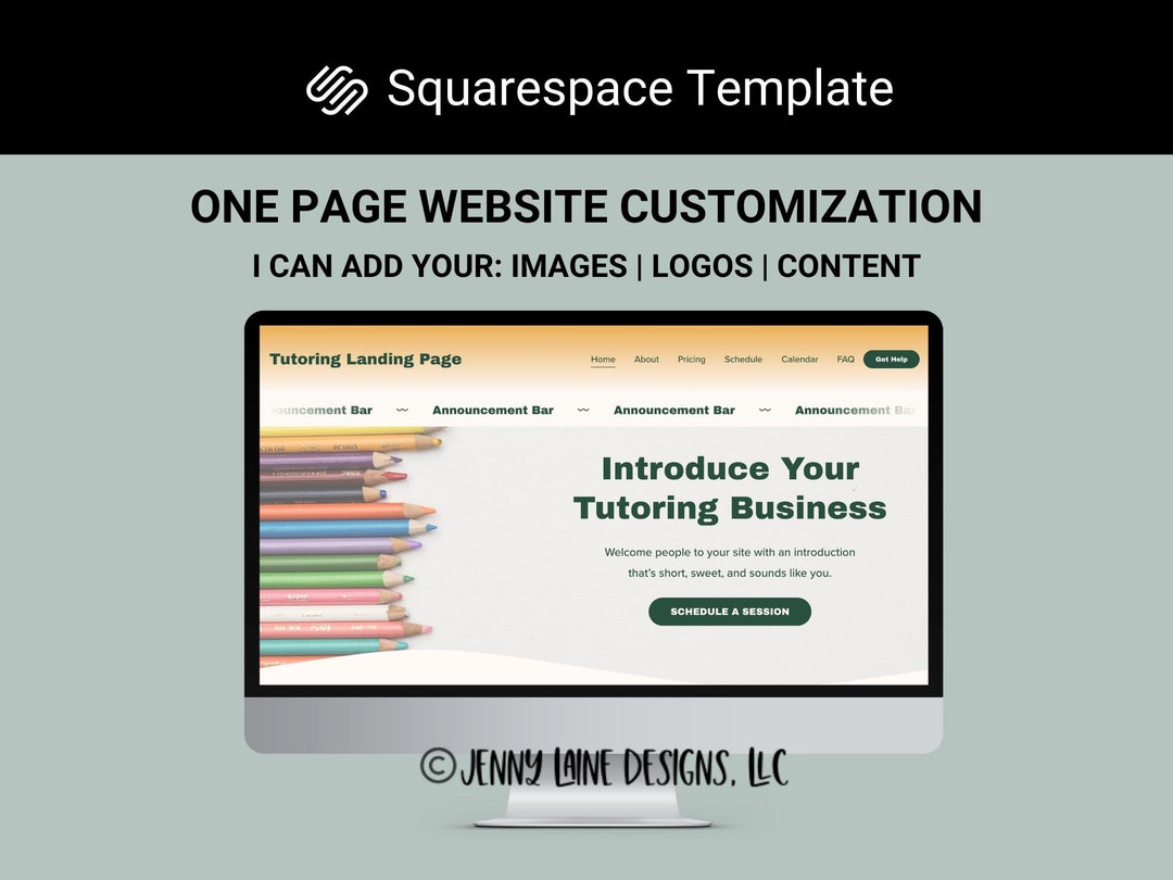 One Page Squarespace Full Customization Brand Colors, Fonts, Copy ...
