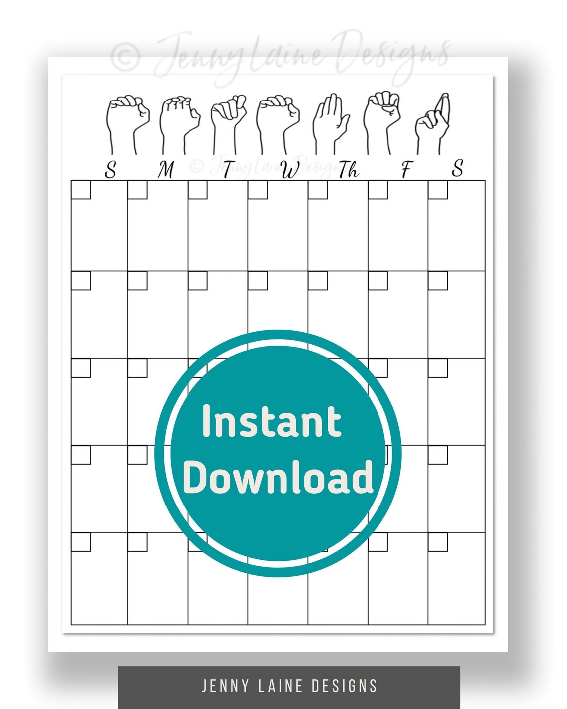 ASL Calendar Fingerspelled Monthly Calendar Instant Etsy