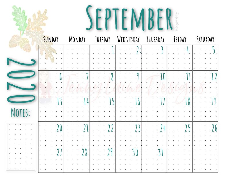 September Calendar Weekly Calendar PDF Bullet Journal | Etsy