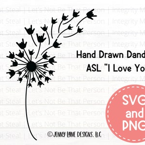 Dandelion svg Bundle | AsL Dandelion png Bundle | ASL Flower svg | ASL Sublimation | ASL Mason Jar Sticker Clipart | asl Dandelion Mason Jar