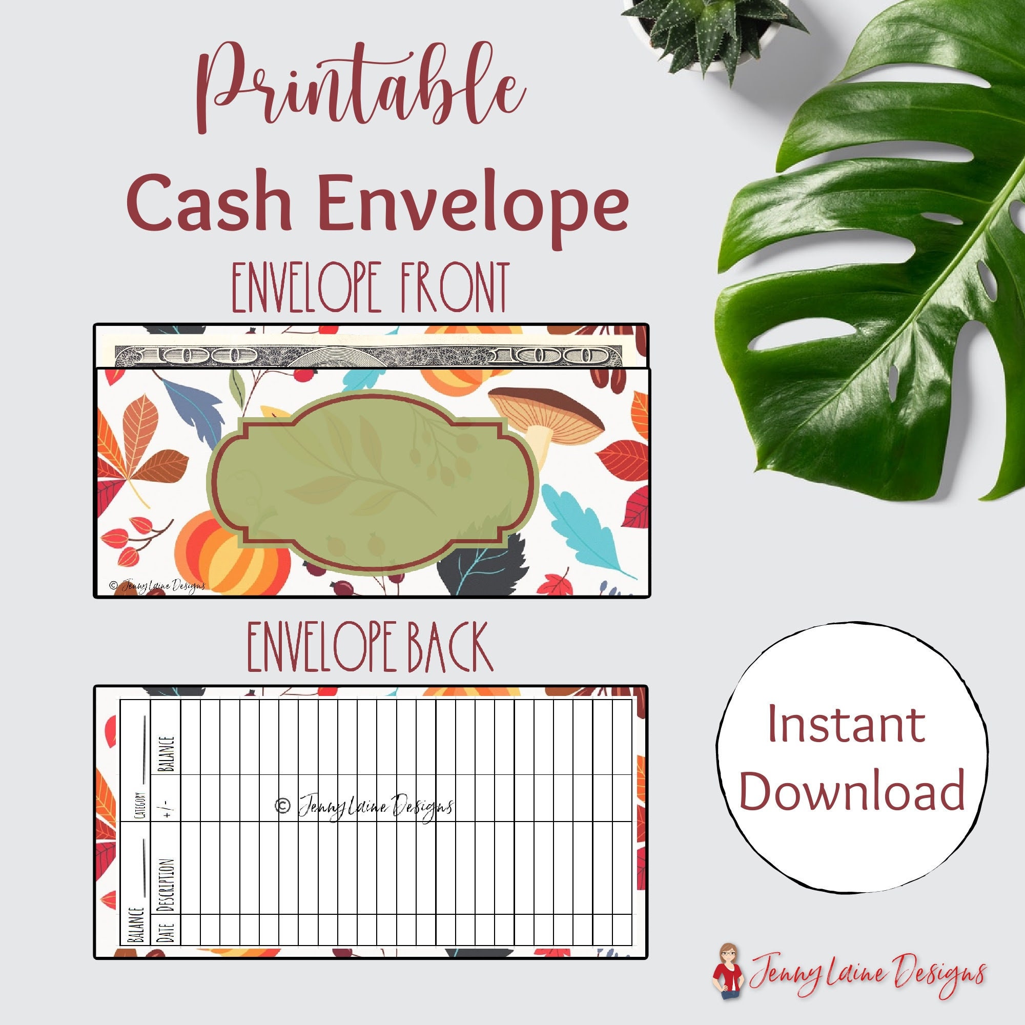 bundle printable cash envelope template instant download etsy