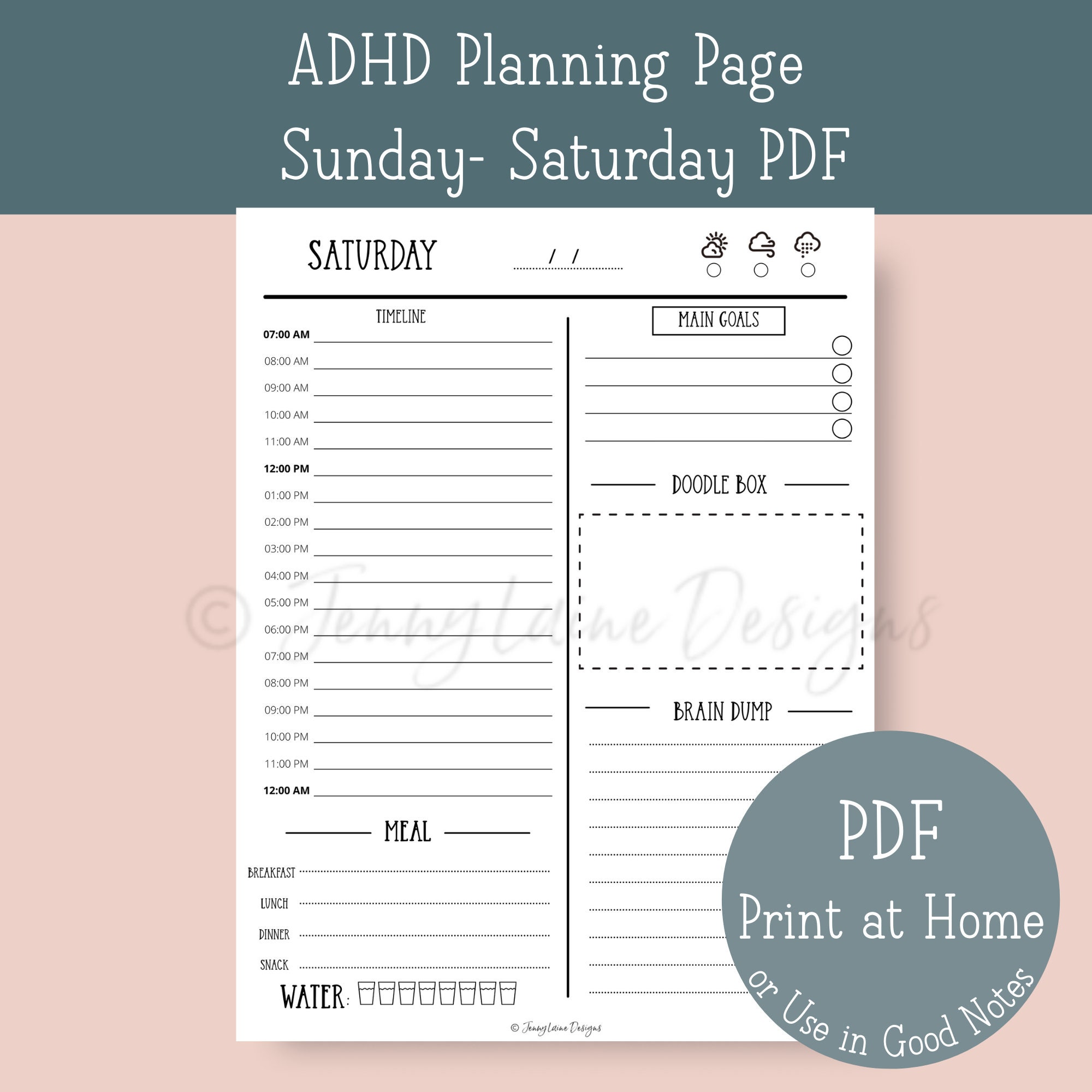 ADHD Digital Planner Printable | Planner Good Notes | ADHD Daily ...