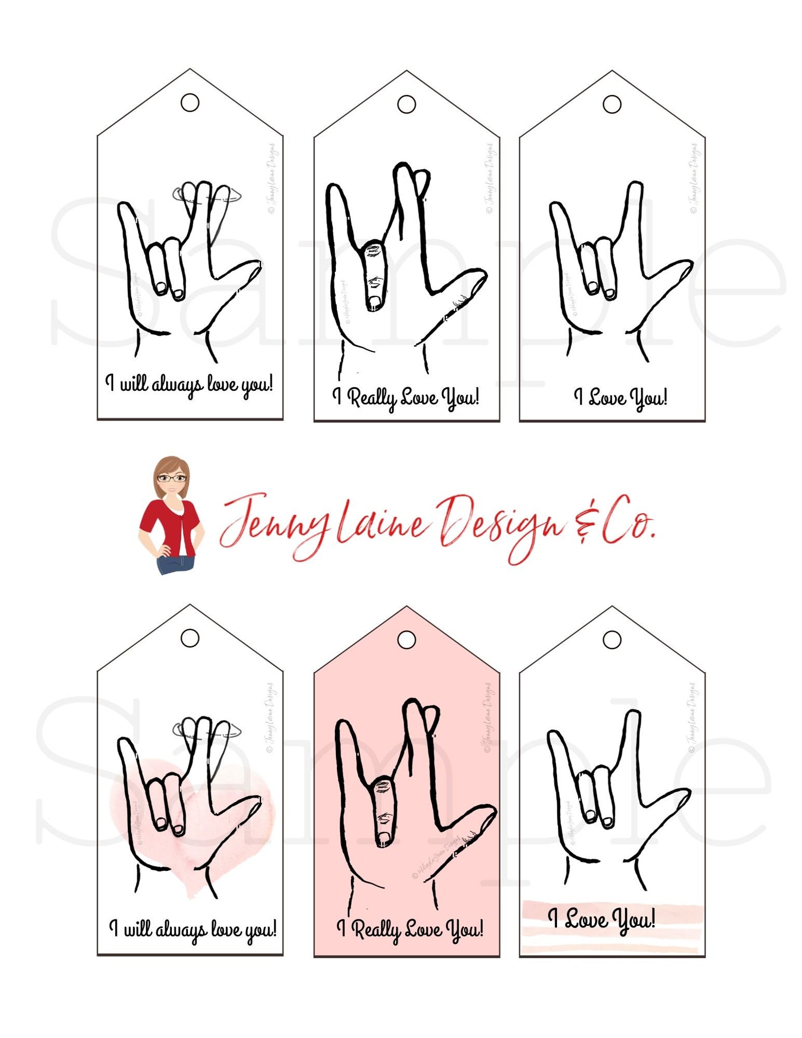 Bundle ASL Gift Tags I Will Always Love You I Really Love Etsy
