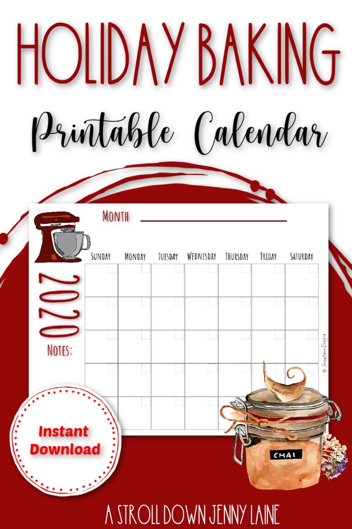 Baker Calendar Fall Autumn Good Notes Instant PDF Etsy