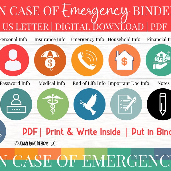 In Case of Emergency PDF, Emergency Plan, Death Planner, Emergency Binder, What if Binder, What if Planner, If I Go Missing Planner PDF