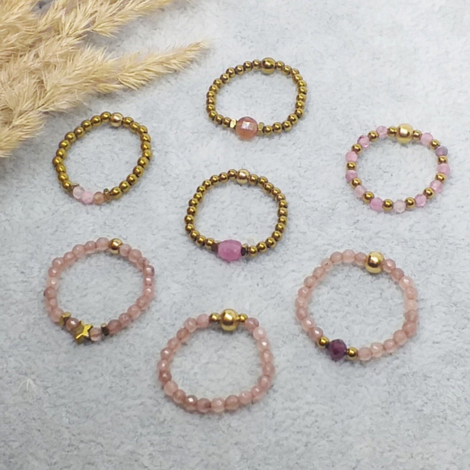 Elastic ring with hard stonesNatural GemsElastic Etsy