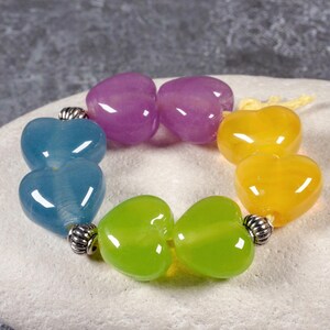 Handmade lampwork small heart pairs  set - springtime hearts