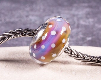 Rainbow big hole bead fits Pandora and Trollbeads | dotty bead | bracelet bead