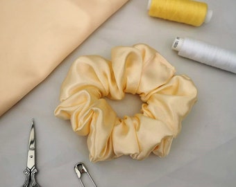 Lemon Satin Scrunchie, Yellow Scrunchies, Satin Scrunchy, Hair Accessories