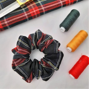 Red Tartan Scrunchies, Hair Scrunchie, Scrunchie Ties, Scrunchy image 1