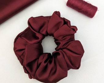 Burgundy Satin Scrunchie, Red Scrunchies, Wine Satin Scrunchy, Hair Accessories